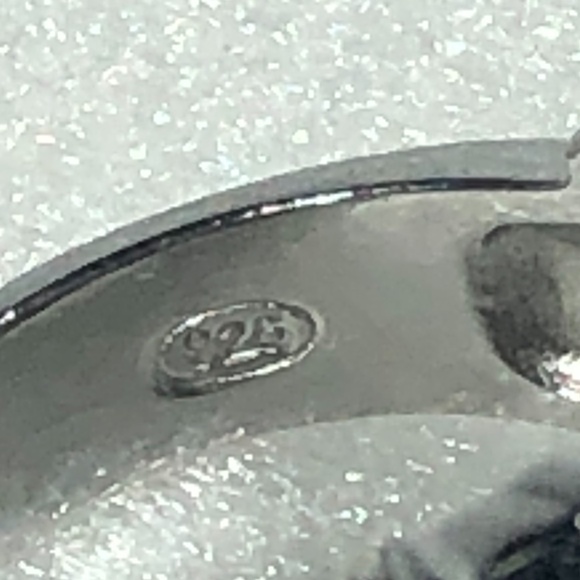 STERLING SILVER BLACK & CLEAR CRYSTALS NIGHT SKY WITH STARS COCKTAIL RING SIZE 7 - Picture 10 of 16